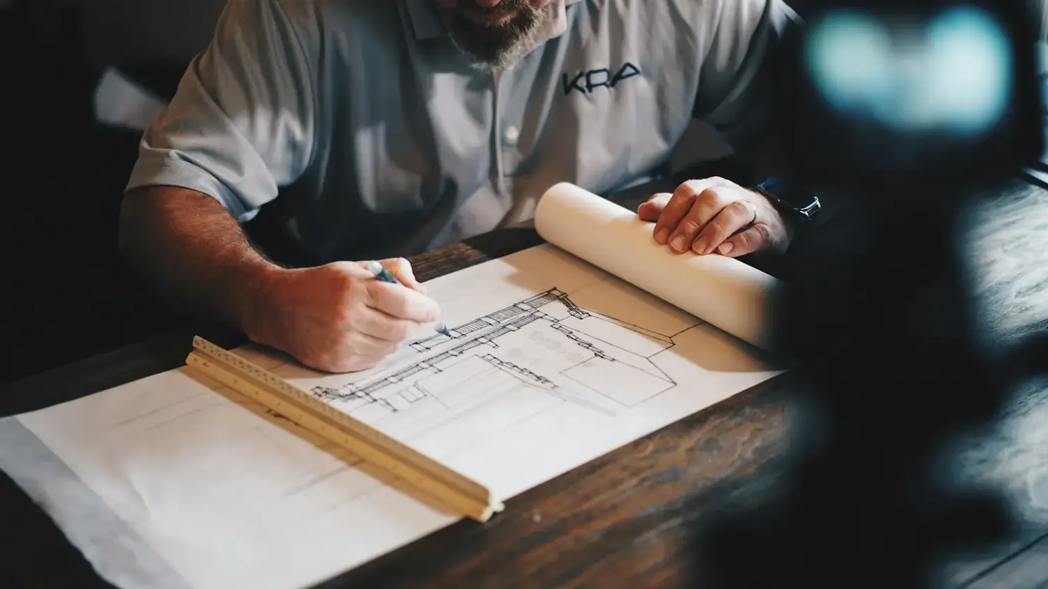 Planning drawings on a table